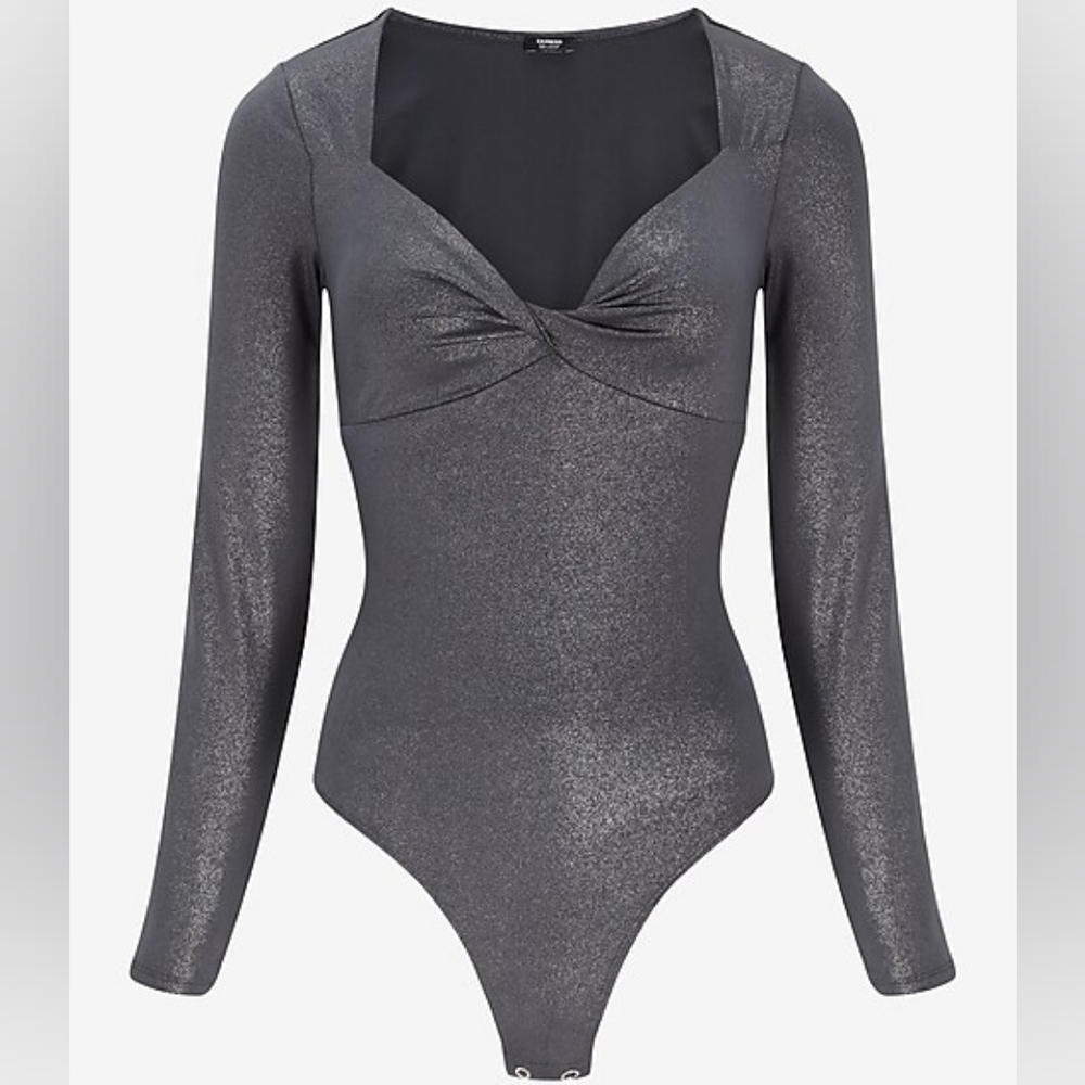 XL NWT Express Body Contour Collection Gray Shimmery Bodysuit
